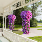ATTGREAT Artificial Bougainvillea for Outdoors Faux Plants UV Resistant Flowers Fake Plastic Plants Realistic Silk Flowers for Porch Planter Garden Hanging Decoration, 2Pcs (Purple & Purple Red)
