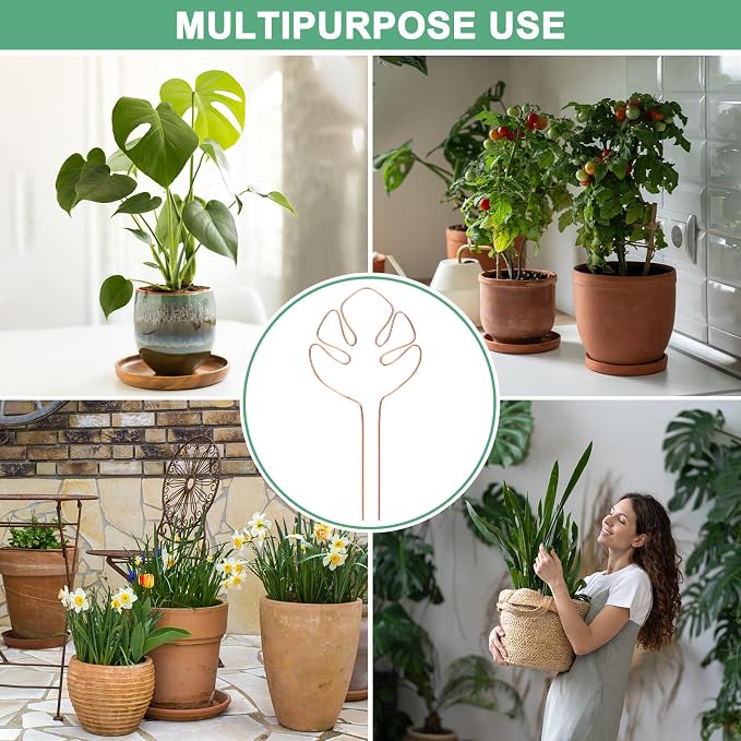 M METERXITY 2-Pack Monstera Plant Support, 11x5.9 Inch Reusable Sturdy Alloy Plant Support Stakes Unique Design for Potted Plants Flowers/Vegetables/Indoor Outdoor Climbing Plants [Copper]