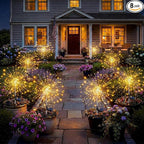 Solar Firework Lights, 8 Pack 120 LEDs 8 Lighting Modes Twinkle Solar Garden Lights Outdoor Waterproof for Yard Patio Walkway Pathway Party Wedding Balcony Decorative - Gifts for Women Mom
