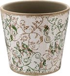Beeveer Farmhouse Ceramic Planter 5.5 Inch Large Plants Pot Ice Crack Beige Green Floral Vines Plant Pots with Drainage Hole Indoor Plants Kitchen Rustic Antique Decor Gift