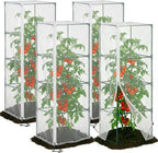 4 Pcs Garden Bird Netting for Square Plant Cage, 59" x 18" x 18" Tomato Cage Garden Net Cover with Zipper, Tomato Trellis Insect Bird Barrier Protection Mesh for Vertical Climbing Plants Vegetables