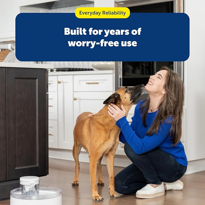 PetSafe Outlast Pumpless Dog Water Fountain 128 oz Indoor Water Dispenser for Dogs and Multiple Cats - Dishwasher Safe, Easy Assembly and Cleaning, Water Filter Included
