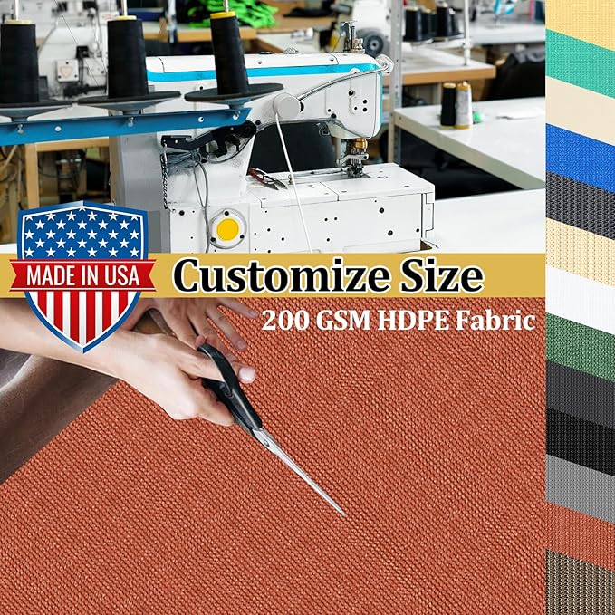 Shade&Beyond Customized Size 9' X 13' Shade Cloth with Grommets, 90% UV Protection UV Protection Mesh Tarp Sun Screens for Patio GN01, Rust Red