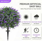 Dense Foliage Artificial Lavender Topiary Ball Trees 24 Inch, 2 Pack UV Resistant Fake Plants Outdoor, Faux Bushes with Ground Spike for Garden, Patio, Porch, Yard Decor