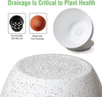 UOUZ 12/10/9 Large Modern Plant Pots, Plastic Planters with Drainage Holes and Saucers for Indoor Outdoor Plants Flowers, White Speckles