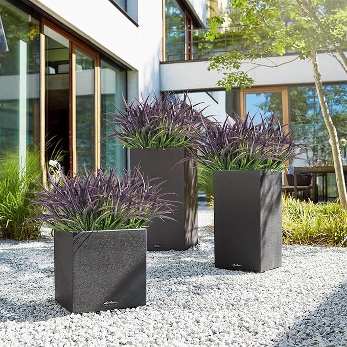 Ouddy Decor 16 Bundles Artificial Plants Outdoor Fake Grass Greenery Stems UV Resistant Faux Plastic Plants Shrubs for Spring Summer Garden Pathway Window Box Farmhouse Front Porch Home Decor, Purple