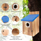 4-Piece Outdoor Bird House Set, Bird Houses for Outside with Metal Guards, Safety Locks, Flight Slots, & Ventilation, Bluebird Houses with 1-1/2" Entrance for Bluebirds, Wrens, Finches-Blue