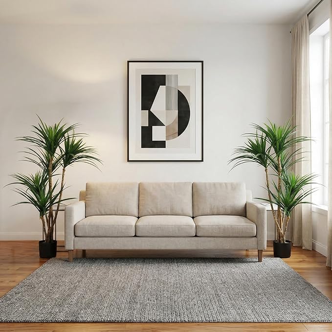Pure Garden Artificial Tree - 51-Inch Tropical Yucca Plant with Rubber Leaves and Natural Trunk for Living Room, Bedroom and Office - Faux Plants