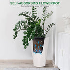 22.4 Inch Tall Planters for Outdoor Indoor Plants Set of 2, Tapered Large Flower Pots with 2 Trays and a Water Level Monitor Planter Pots, Plant Pot for Patio, Balcony, Lounge