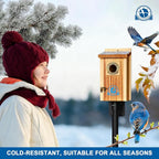 SISTERBIRD Preminum Bluebird Houses for Outside, Wooden Bluebird House, Birdhouses for Outdoors Courtyard, Festival Bird Nesting, Assembly Bird Box, Bluebird House (Assembly Completed)