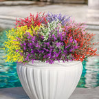 42 Bundles Artificial Plant Outdoor UV Resistant Faux Plants No Fade Fake Plastic Flowers for Outside Home Garden Porch Patio Window Box Hanging Planters Summer Decor