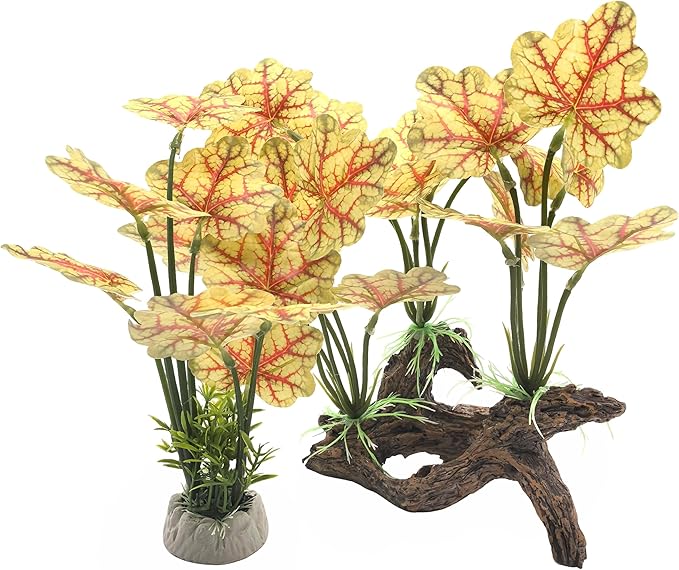 M2cbridge Fish Tank Plastic Soft Grass Artificial Betta Water Plants Decoration Goldfish Hide 2pcs (Light Yellow)