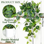 Waipfaru Fake Plants Artificial Plants Indoor, 2Pcs 34" Realistic Artificial Hanging Fake Pothos Vines Ivy Potted, Faux Pothos for Living Room Office Bedroom Bathroom Kitchen Shelves Indoor Home Decor