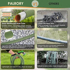 Non-Expandable Garden Hose 100 ft, Ultra Lightweight Flexible Water Hose with 10-Pattern Nozzle, Leak-Proof, High-Density Fabric, Thickened Connector, Shut-Off Valve for Yard, Lawn, Outdoor