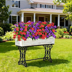 Artificial Impatiens Flowers for Outdoors, 6 Bundles Silk Fake Flowers for Spring Summer Decoration, UV Resistant Faux Plants Plastic Bouquet for Home Planter Porch Patio Yard Decor(Red Purple)