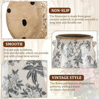 Ceramic Scroll Planter 6.5 Inch Chinoiserie Floral Vase with Drainage Holes Vintage Flower Vase Flower Pot Rustic Ceramic Pots for Indoor Plants Garden Home Bookshelf Decor(Retro Gray)