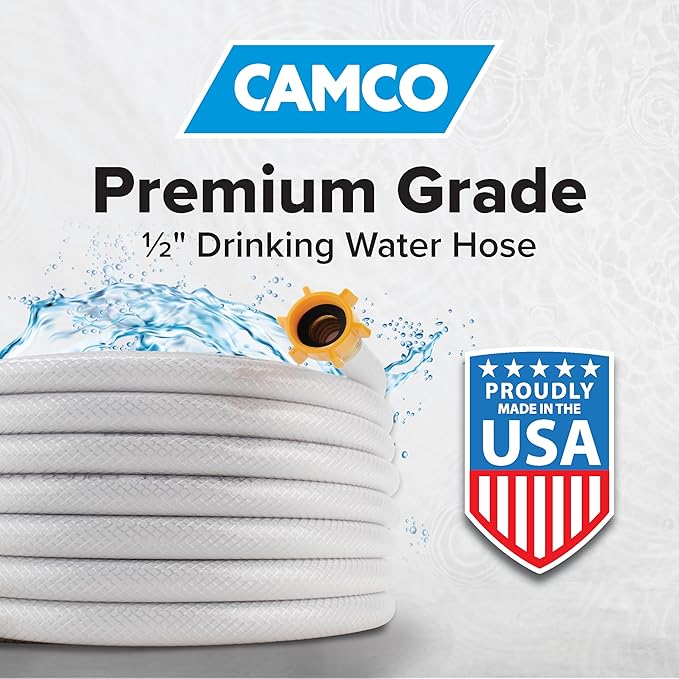 Camco TastePURE 10-Ft Water Hose-RV Drinking Water Hose Contains No Lead,No BPA&-No Phthalate-Features Diamond-Hatch Reinforced PVC Design-1/2” Inside Diameter,Made in the USA (22743),(Pack of 3)