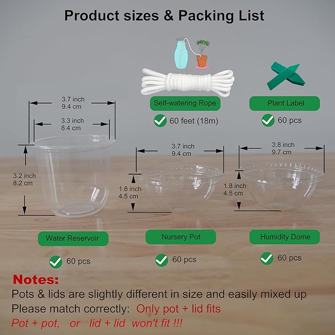 ORIMERC 4 inch Clear Nursery Pots with Drainage, Garden Pots for seeds, Seedling Pots for Plants, Self Watering Small Plant Pots, Plastic Seed Starter Planting Pots for Vegetable Fruit Flower (60 Set)