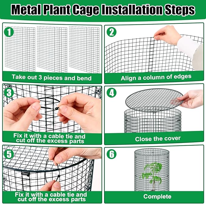 10 Pack Wire Plant Protector with Cover, 16"x12" Detachable Metal Plant Protectors Mesh, Garden Plant Protectors for Shrubs Flowers Vegetables to Keep Rabbit & Chicken Animals Out