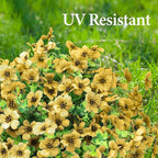 ATTGREAT Artificial Flowers Outdoor Faux Plants UV Resistant Fake Patio Flowers Plastic Greenery Plnats Outside Bulk for Spring Garden Hanging Planter Home Vase Decor, 24 Bundles (Yellow)