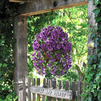 INQCMY Artificial Hanging Flowers Basket for Outdoor Summer Decoration,4pcs Faux Silk Begonia in Planter Look Real UV Resistant for Outside Home Porch Patio Balcony Yard Decor(Purple)