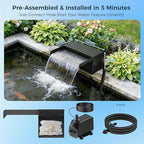Biling Pond Waterfall Spillway Kit, 8” Waterfall Box with 660 GPH Powerful Pump, Triple Filtration System (Ceramic Rings & Sponge), Complete DIY Water Feature Kit for Garden Ponds, Streams and Patio