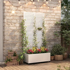 Metal Planter Box with Trellis,72"x35"x15",Galvanized Raised Garden Bed Trellis Outdoor Planter with Privacy Screen & Wheels and Drainage Holes,for Patio Climbing Vegetables,Flowers,Vines,White