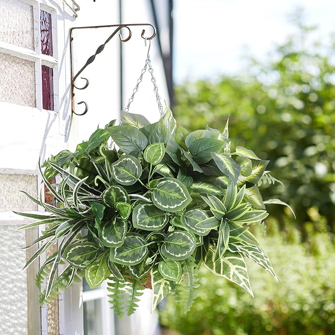 Artificial Greenery Plants, Large Bunches Outside Faux Plants for Outdoor Decor - UV Resistant Fake Plant for Planters, Realistic Fake Greenery Bushes for Garden Patio Front Porch Yard Decor