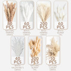 650PCS Natural Dried Pampas Grass Boho Home Decor Bouquet Phragmites Dried Flowers Bouquet for Wedding Floral Arrangements Home Decorations (650PCS)