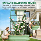 SUNYRISY Galvanized Raised Garden Bed with 71in Arch Trellis for Climbing Plants, Outdoor Planter Box with Climbing Net for Gardening Flowers Vegetables Fruits Herbs, Green