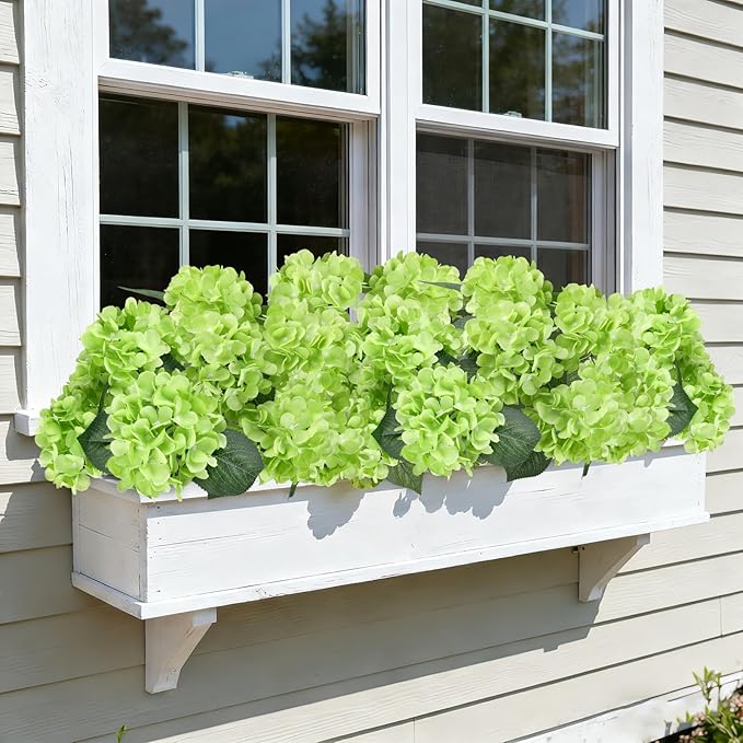 AGIRL 3 Bundles Green Artificial Hydrangea Flowers for Outdoors, UV Resistant Lifelike Faux Flowers for Spring Indoor Outdoor Garden Patio Porch Balcony Home Decoration Wedding Party Centerpieces