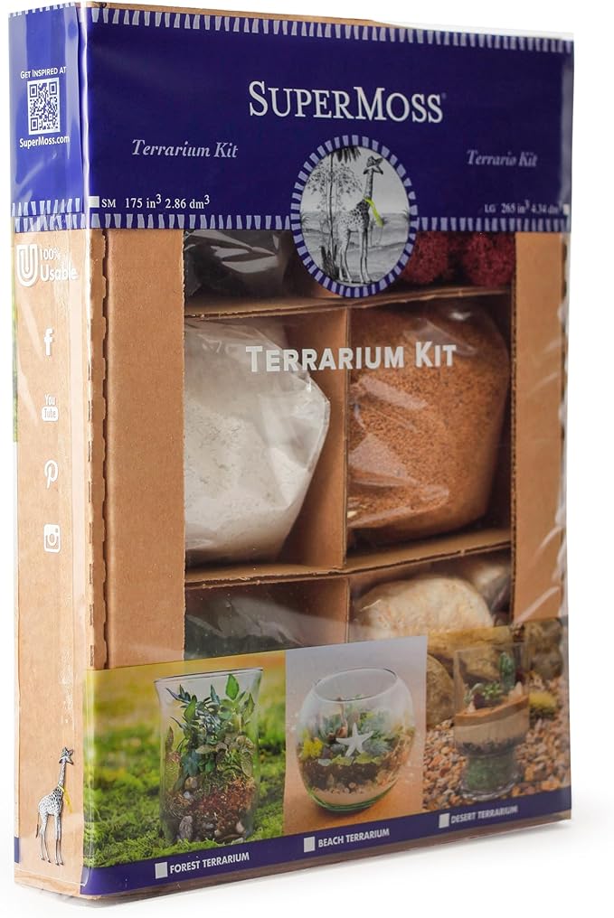 SuperMoss (90424) Desert Terrarium DIY Kit – Build Your Own Mini Desert Garden – Perfect Home Decor and Thoughtful Gifts for Plant Lovers, Appx 4 Oz