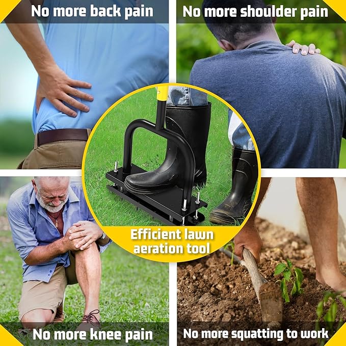 Lawn Aerator Tool, Core Aerator Lawn Tool with 12 Spikes, Automatic Dirt Clean with Spring-Loaded, Manual Grass Aerator Spike Lawn Coring Aerator for Yard Lawn Aeration Soil Loosening Garden Tool