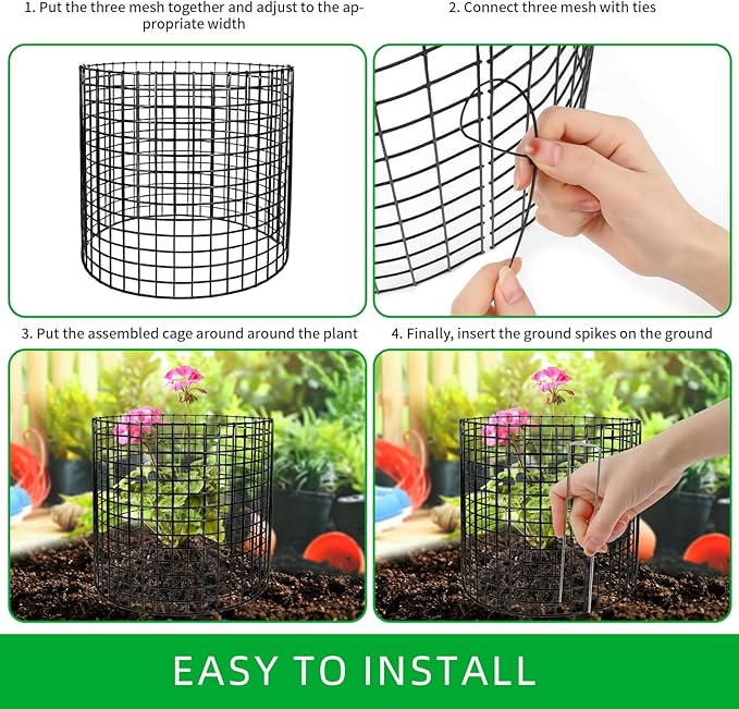 18Pcs Plant Protectors from Animals,13.5" Dia X 14.3" H Metal Plant Cages for Outdoor Plants Plant Cage & Supports Keep Animal Out Garden Wire Mesh Protection from Rabbit Chicken Squirrel Tree Flower