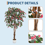 5.3FT Artificial Bougainvillea Tree, Faux Silk Bougainvillea Plant in Pot, Indoor Outdoor Decor, Potted Faux Flower Tree for Home Office Garden Living Room