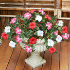 Artificial Flowers Plants for Outdoors, 6PCS UV Resistant Faux FlowersOutdoor Plants, Fake Petunias Silk Flowers for Garden Balcony Yard Porch Decor (White Red Pink)
