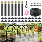 Automatic Drip Irrigation Kits - Garden Watering System with 360° Bendable Spray Adjustable Copper Atomizing Nozzles for Yard, Lawn, Raised Bed, Greenhouse, Potted Plants (24 Nozzles, 100FT Hose)