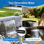 8" Pond Waterfall Kit, 660GPH Ultra Quiet Pump, 304 Stainless Steel Spillway, 9.8FT Freeze-Proof Tubing & 16.4FT Cord - Complete Water Feature Set for Garden, Koi Pond & Backyard Decor