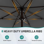 AreShark 9 FT Patio Umbrella for Outdoor, Outdoor Table Umbrella with Push Button Tilt and Crank, Outdoor Patio Umbrellas with 8 Sturdy Ribs for Market, Garden, Pool (Gray)