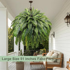 51" Fake Ferns Artificial Plants Large, 96 Fronds Artificial Ferns for Outdoors and Indoors, Realistic Extra Large Faux Boston Fern with Vines for Planter Porch Patio Home Office Decor, UV Resistant