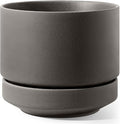 LE TAUCI 12 Inch Pot for Plants with Saucer, Ceramic Indoor Planter Pot with Drainage Hole, Mesh Pad & Plug Included, Unglazed Porous Ceramic, Modern for Home and Office, Charcoal Gray