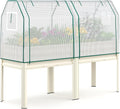 KING BIRD Large Raised Garden Bed with Cover Galvanized Elevated Planter Box with Legs 72×23×55 in for Backyard, Patio, Balcony, 700lb Capacity, Beige