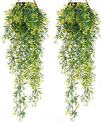 PASYOU Artificial Hanging Ivy, Vine Plastic Plants Grass Leaves Foliage Vines, UV Resistant Greenery Fake Flowers for Home Indoor Outdoor Garden Door Wall Wedding Party DIY Decoration - Yellow 4 Pack