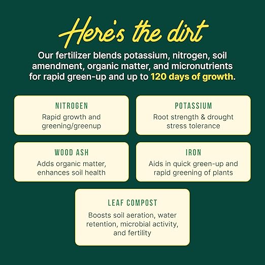 Sunday Green Machine Granular Lawn Fertilizer - 30-0-5 Mix for Up to 120 Days of Growth - Enriched with Potassium & Organic Matter for Soil Health & Extended Feeding - 12lbs - Covers Up to 4,000 Sq Ft
