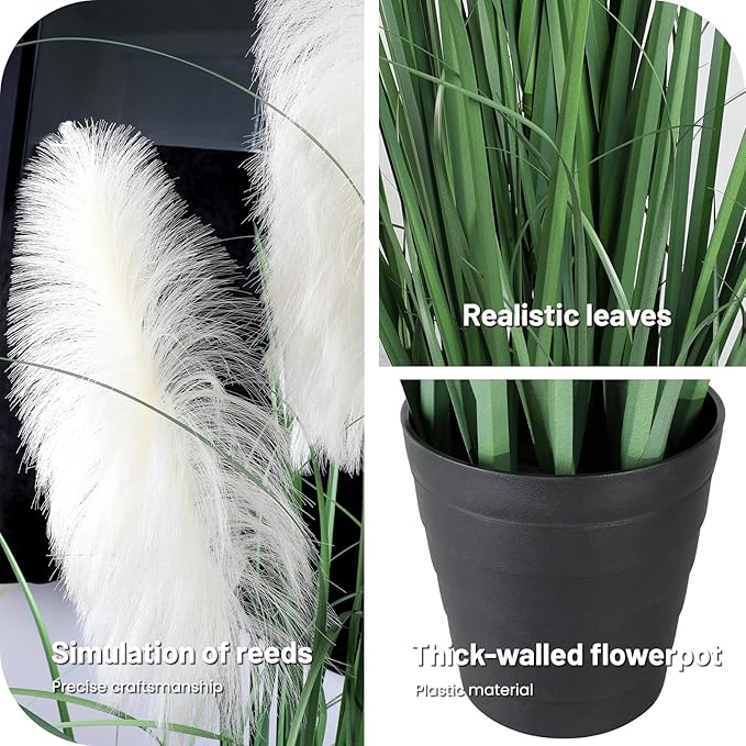 7ft Artificial Plants Onion Grass, 83 inch Fake Shrubs Wheat Grass in Pot, for Indoor Outdoor Garden Office Home Decor, Faux Plant Greenery, Green
