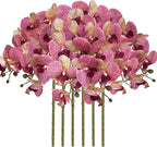 FagusHome 32 Inch Artificial Phalaenopsis Flowers 6 Pcs Artificial Orchid Flowers Stem Plants for Home Décor (Purple Dapple)