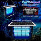 Powerful Solar Bug Zapper Outdoor for 2000 sq.ft with 13FT Extension Cord, Rechargeable Mosquito Zapper with High Powered, Waterproof Solar Fly Zapper for Patio Garden Backyard RV Camping