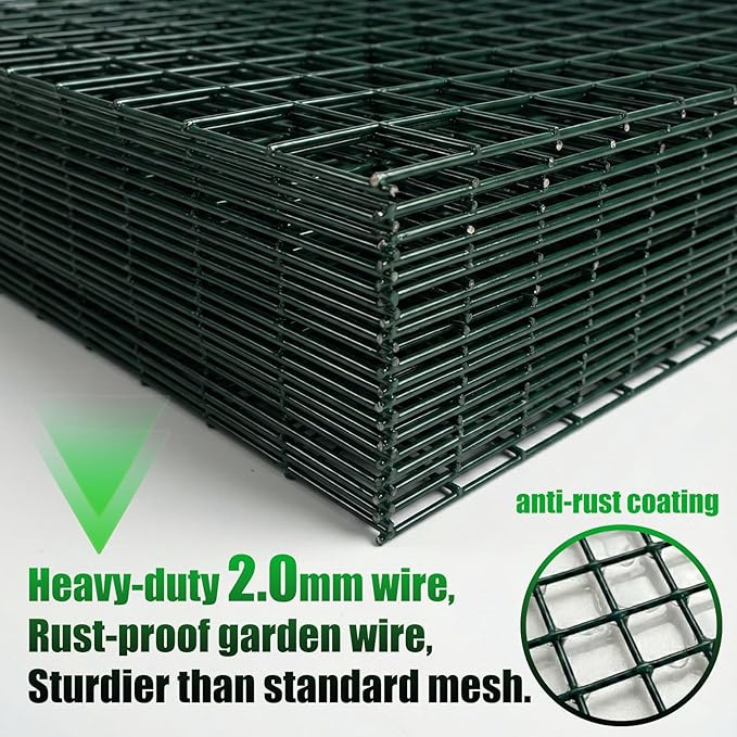 8 Pack Plant Protectors from Animals, 12"x16.5" Wire Garden Cloche for Squirrels Rabbits, Sturdy Metal Plant Cages with Zip Ties & Ground Stakes for Seedlings Flowers, 1" Mesh Gap