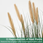 FloraFairy 4ft Onion Grass, Artificial Plant and Greenery, 48in Faux Horsetail Reed Grass with 10 Feathery Flower Heads, Potted Fake Floor Plants for Indoor Outdoor, House Decorative