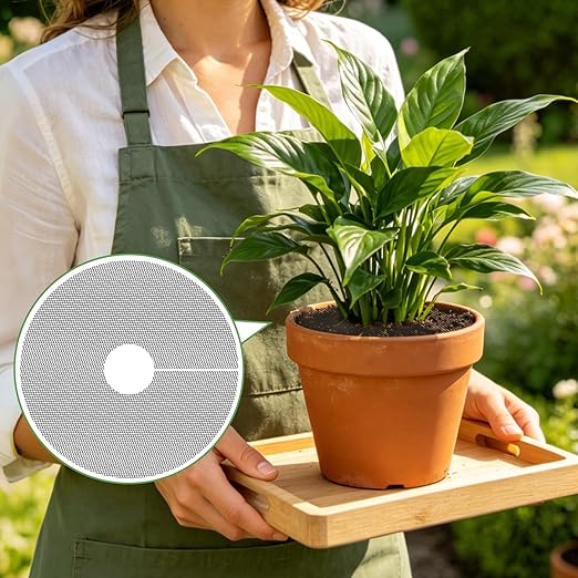 6 Pack Plant Pot Soil Cover Grids with 24 U-Shaped Nails, 11.8 Inch Cuttable Cat & Animal Digging Stopper, Indoor Outdoor Soil Protector for Potted Plants